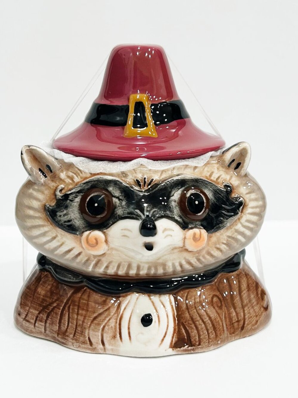 Johanna Parker Design Thanksgiving Pilgrim Raccoon Critter Lidded Bowl